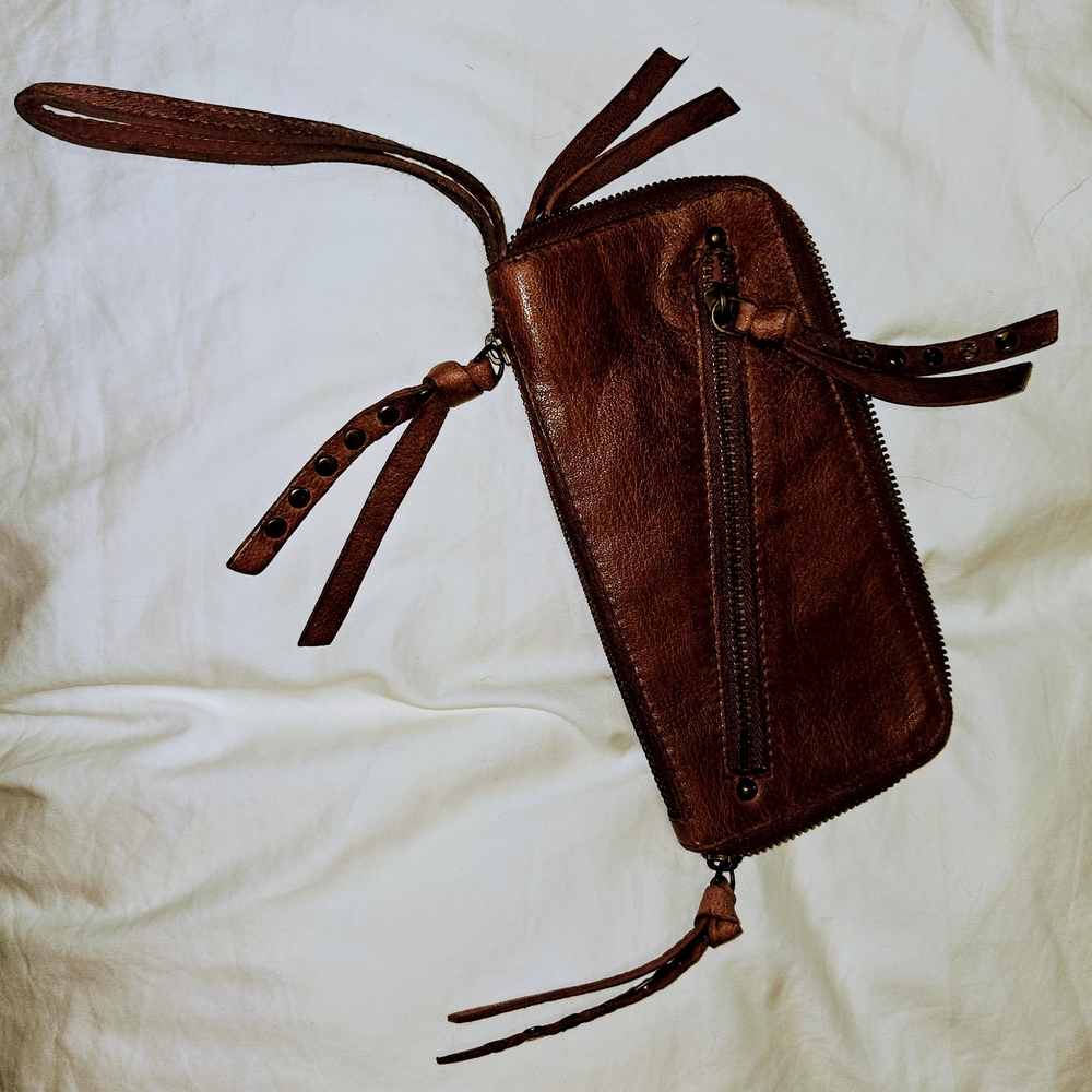 Free People Brown Leather Wristlet Wallet
